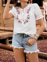 EMERY ROSE Women's Ditsy Floral Lantern Sleeve Loose Blouse, Suitable For Vacation